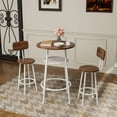 thumbnail image 1 of Dtwnek Round Bar Table Set with 2 Bar Stools, Modern Table Stools Set for Living Room, Dining Room, Bar, Brown, 1 of 8