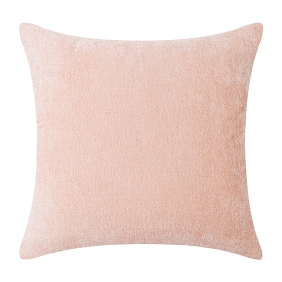 Dtwnek Set of 1 Square Throw Pillow Covers 18 x 18inch Decorative Chenille Cushion Case for Couch Sofa Bed Living Room, Light Pink