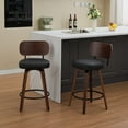 thumbnail image 1 of Dtwnek Set of 2 Counter Height Bar Stools with Wood Frame, 26 inch Upholstered Faux Leather Barstools for Kitchen Island, Bar, Brown+Black, 1 of 10