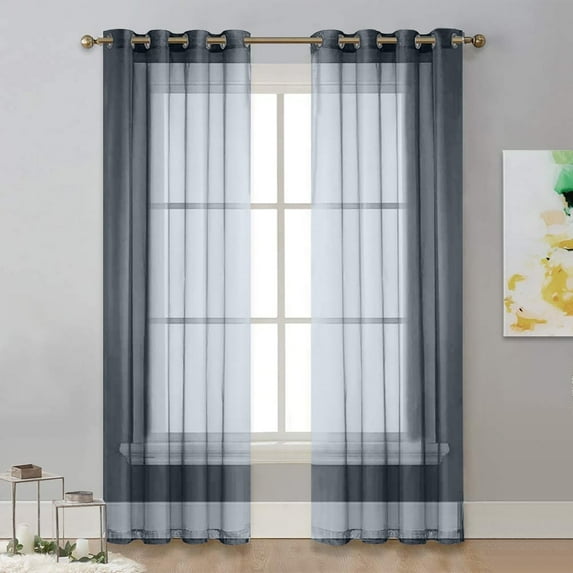 Dtwnek Set of 2 Panels Sheer Curtain Sheers Light Filtering Window Curtains for Living Room, Bedroom, 52" x 63"