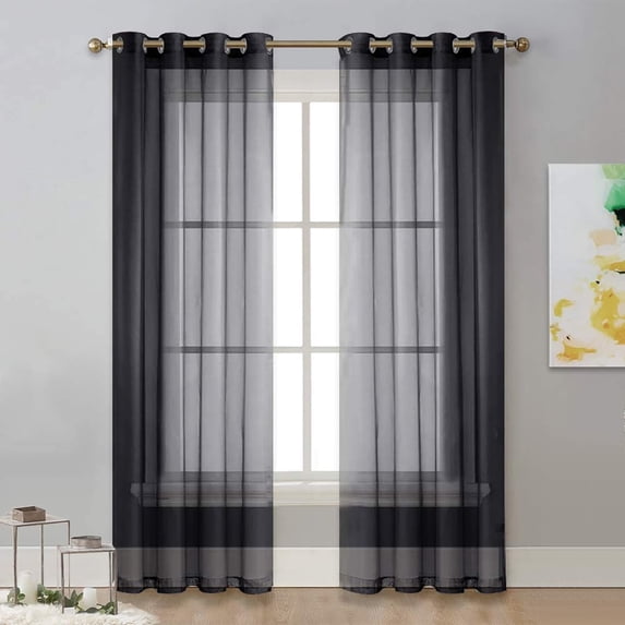Dtwnek Set of 2 Panels Sheer Curtain Sheers Light Filtering Window Curtains for Living Room, Bedroom, 52" x 94"