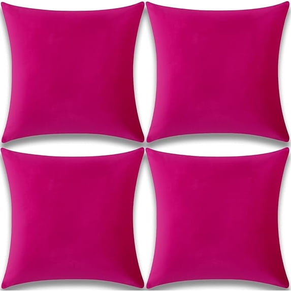 Dtwnek Set of 4 Soft Thick Velvet Throw Pillow Covers Solid Decorative Square Cushion Case for Couch Sofa Bed,16 x 16 Inch
