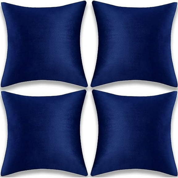 Dtwnek Set of 4 Soft Thick Velvet Throw Pillow Covers Solid Decorative Square Cushion Case for Couch Sofa Bed,16 x 16 Inch