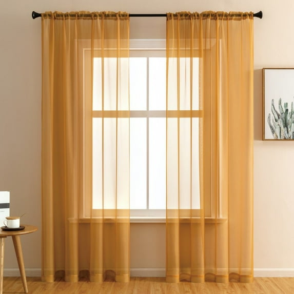 Dtwnek Sheer Curtains Solid Color Curtains Light Filtering Window Drapes for Living Room/Bedroom, 39" x 98"