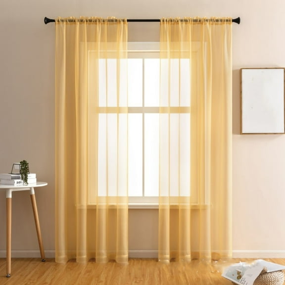 Dtwnek Sheer Curtains Solid Color Curtains Light Filtering Window Drapes for Living Room/Bedroom, 55" x 54"