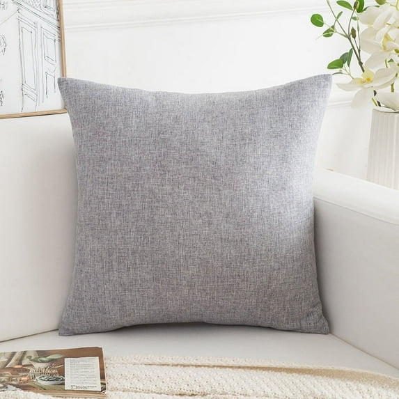 Dtwnek Soft Throw Decorative Pillow Covers Square Solid Cushion Cover Linen Pillow Case with Zipper, 18 x 18 inch