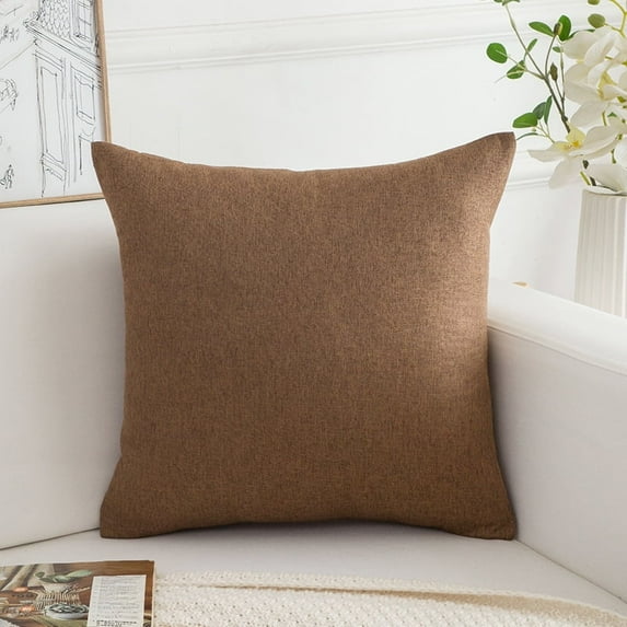 Dtwnek Soft Throw Decorative Pillow Covers Square Solid Cushion Cover Linen Pillow Case with Zipper, 22 x 22 inch