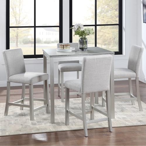 Dtwnek Square Dining Table with 4 Pack Dining Chair, Wooden Dining Table Chair Set for Small Space, Dining Room, Gray