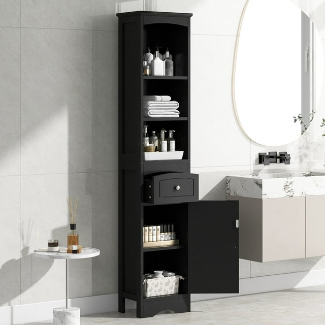 Dtwnek Tall Bathroom Cabinet with Drawer and Adjustable Shelf Dtwnek Tall Bathroom Cabinet with Drawer and Adjustable Shelf