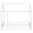 thumbnail image 1 of Dtwnek Twin Size Metal Bed House Bed Frame with Fence, White, 1 of 9