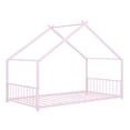 thumbnail image 1 of Dtwnek Twin Size Metal House Bed for Living Room, Bedroom, Pink, 1 of 9