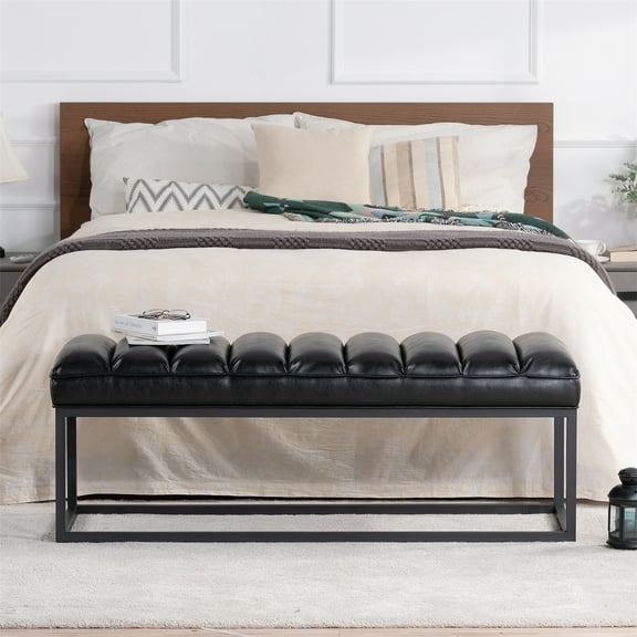 Dtwnek Upholstered Bench with Metal Base for Bedroom for Entryway
