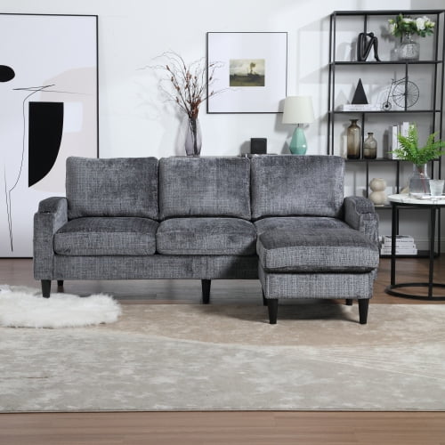 Dtwnek Upholstered Polyester Loveseat Sofa with Ottomam, 3 Seater Sofa for Living Room, Office