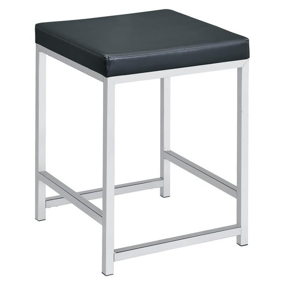 Dtwnek Upholstered Square Vanity Stool for Home, Bedroom, Dark Gray