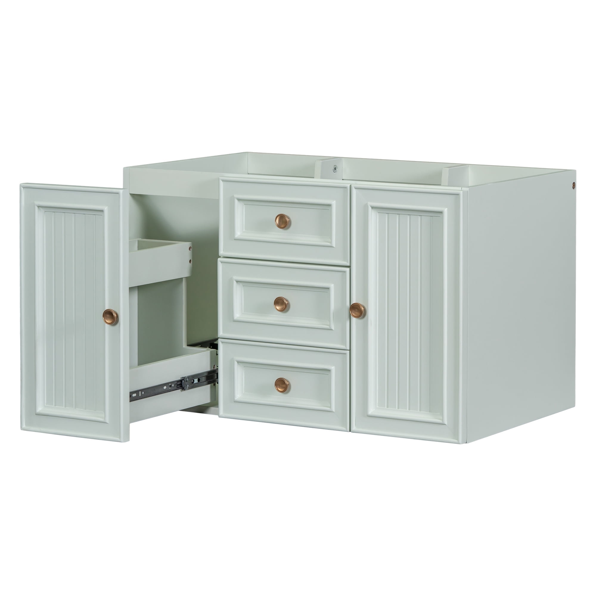 Green Solid Wood and MDF Wall-Mounted Bathroom Vanity