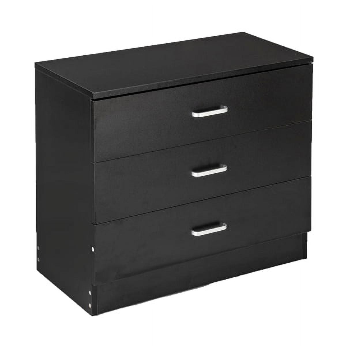 Black MDF 3-Drawer Vertical Dresser with Extra Deep Drawer