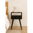 thumbnail image 1 of Dtwnek Wood Nightstand with 1 Drawer and 1 Open Shelf, Black, 1 of 9