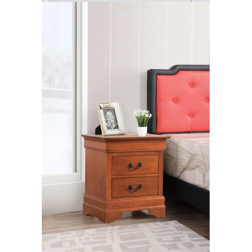 Dtwnek Wood Nightstand with 2 Drawer and Metal Handle, Brown