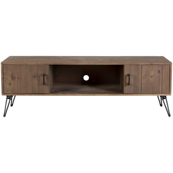 Dtwnek Wood TV Stand for TVs up to 60 Inchs, Entertainment Center with Door and Open Shelf, TV Console Table for Living Room, Bedroom, Black