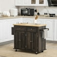 thumbnail image 1 of Dtwnek Wood Top Rolling Kitchen Island Cart with Spice Rack, Brown, 1 of 9