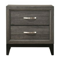 Dtwnek Wooden Nightstand with 2 Drawers and Metal Handle, Perfect for Living Room, Bedroom, Gray