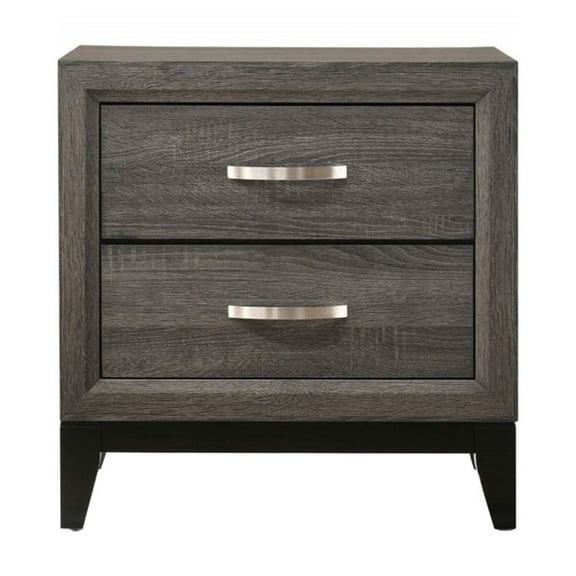 Dtwnek Wooden Nightstand with 2 Drawers and Metal Handle, Perfect for Living Room, Bedroom, Gray