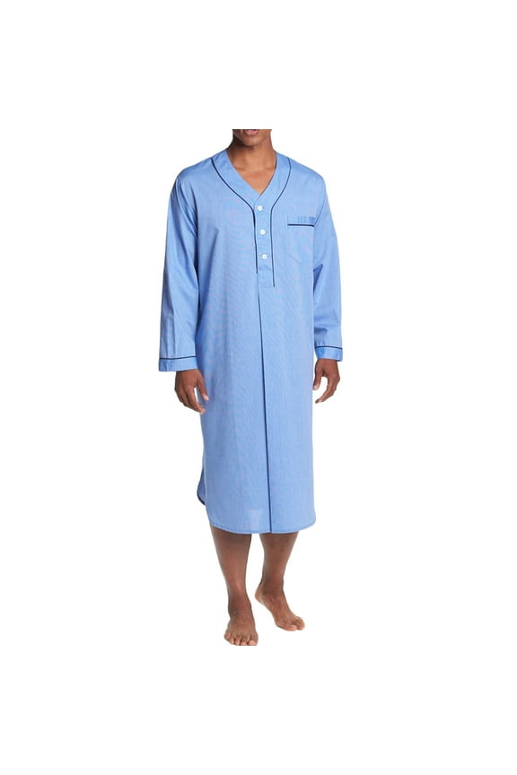 2024 Clearance Sales, Flannel Shirt for Men, Men's Fashion Solid Color Loose Robe Long-Sleeved Nightgown Mens Shirts Light Blue