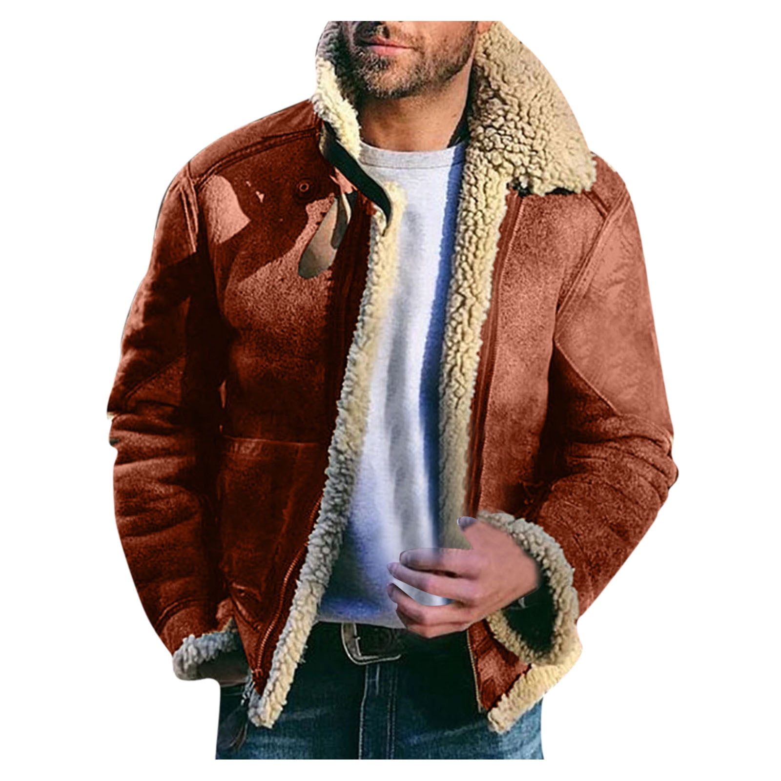 Dtydtpe Winter Jackets for Men, Men's Autumn&Winter Solid Color Long  Sleeved Jacket Hooded Plush Collar Parkas Jackets for Men