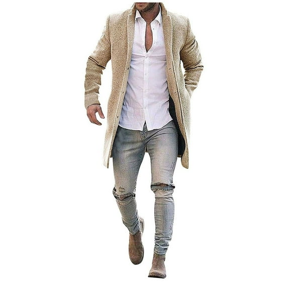 Dtydtpe 2024 Clearance Sales, Winter Coats for Men, Wool Coat Warm Winter Trench Long Outwear Button Smart Overcoat Coats Mens Long Sleeve Tops