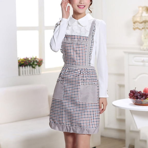 Dtydtpe Apron, Aprons for Women with Pockets, Waterproof Apron Princess Apron Coffee Small Plaid Aprons for Cooking (D)
