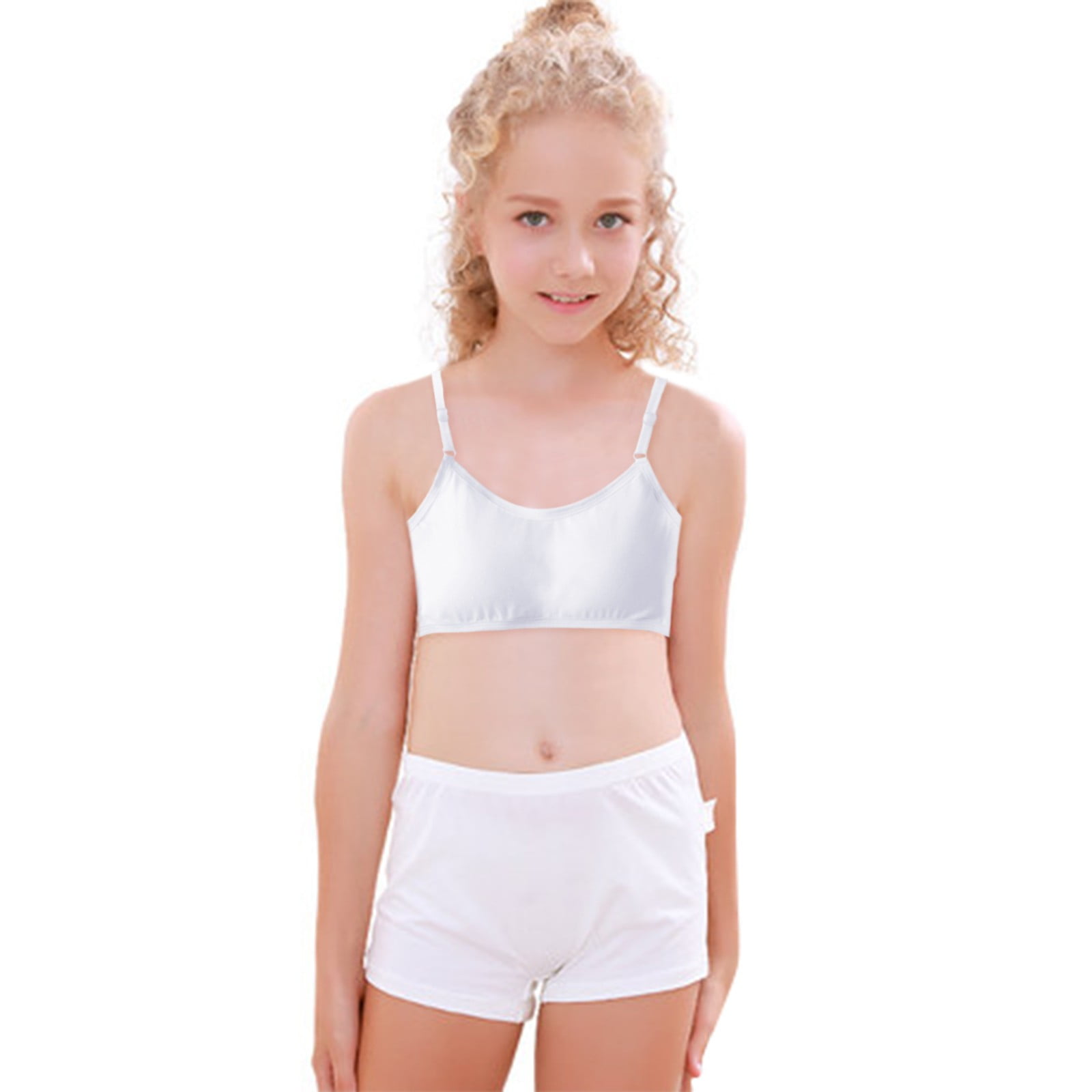YODETEY Womens Bras Large Size Push Up Kids Girls Underwear Cotton Bra Vest  Children Underclothes Sport Undies Clothes White S
