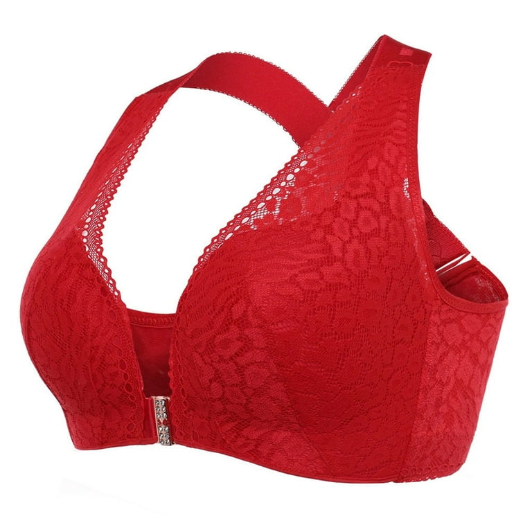 Dtydtpe Bras for Women, Women's Front Closure Extra-Elastic Large Criss  Cross Shaping Posture Lift Bra Bras for Women, No Underwire Red