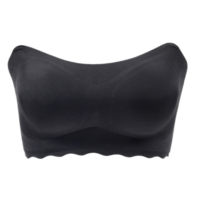 Dtydtpe Bras for Women, Women's Strapless Invisible Non-Slip Beautiful Back  Chest Wrap Bra Underwear Black 
