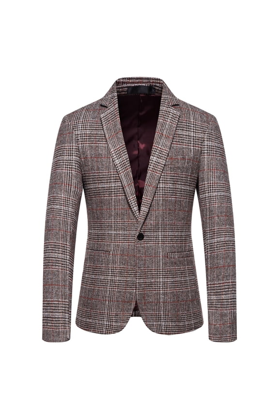 Clearance Sales, Blazer Jackets for Men, Casual Swallow Gird Single Button Blazers Lapel Collar Pocket Suit Coat Mens Long Sleeve Tops Winter Coats for Men