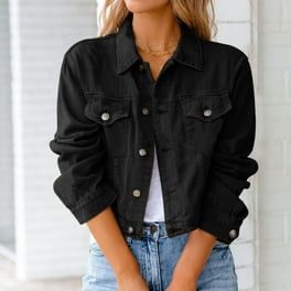 Black ripped jean jacket womens best sale