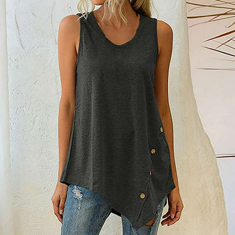 Casual Solid Asymmetrical O Neck Tops Casual Solid Asymmetrical O Neck Tops