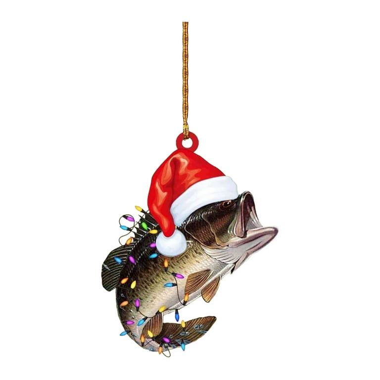 Dtydtpe Hangers Personalized Green Bass Fish Largemouth Flat 2D Christmas  Ornaments Tree Decorations Rear View Mirror Accessories Mini Christmas