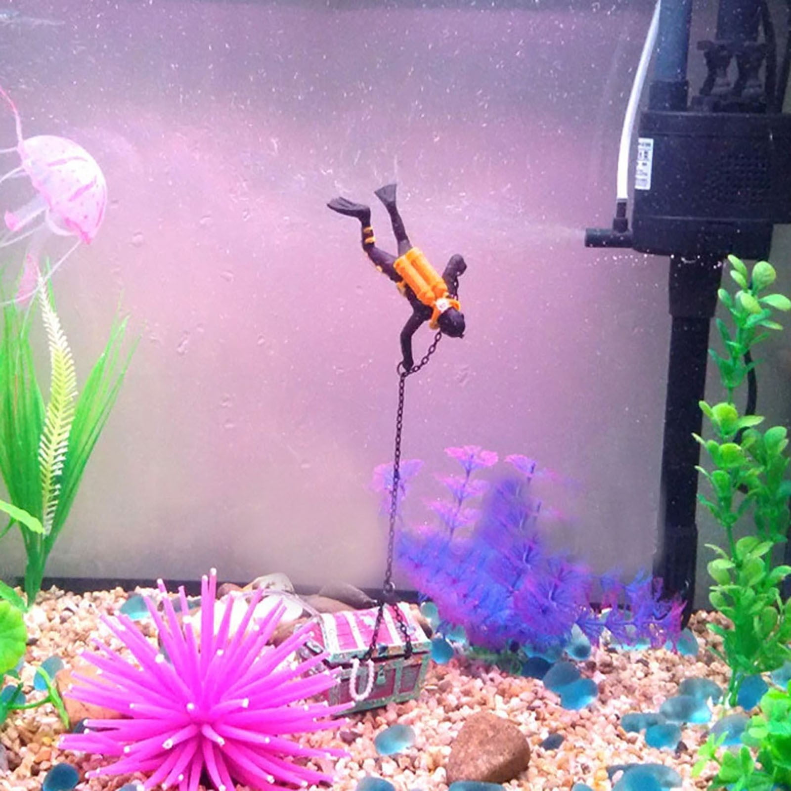 Dtydtpe Landscaping Fish Tank Ornament Diver Treasure Figure Action