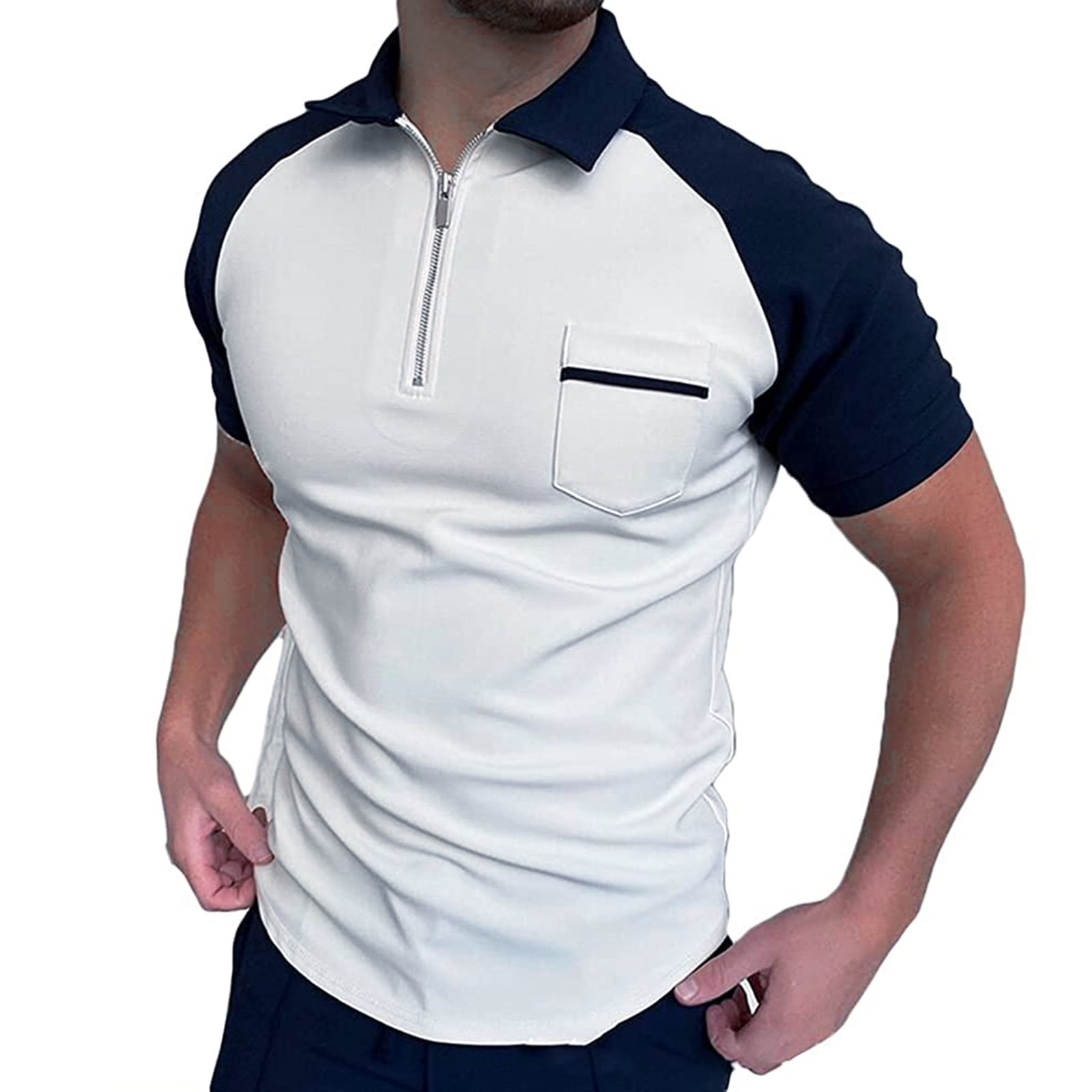 Dtydtpe Polo Shirts for Men, Men's Casual Zipper TurnDown Collar