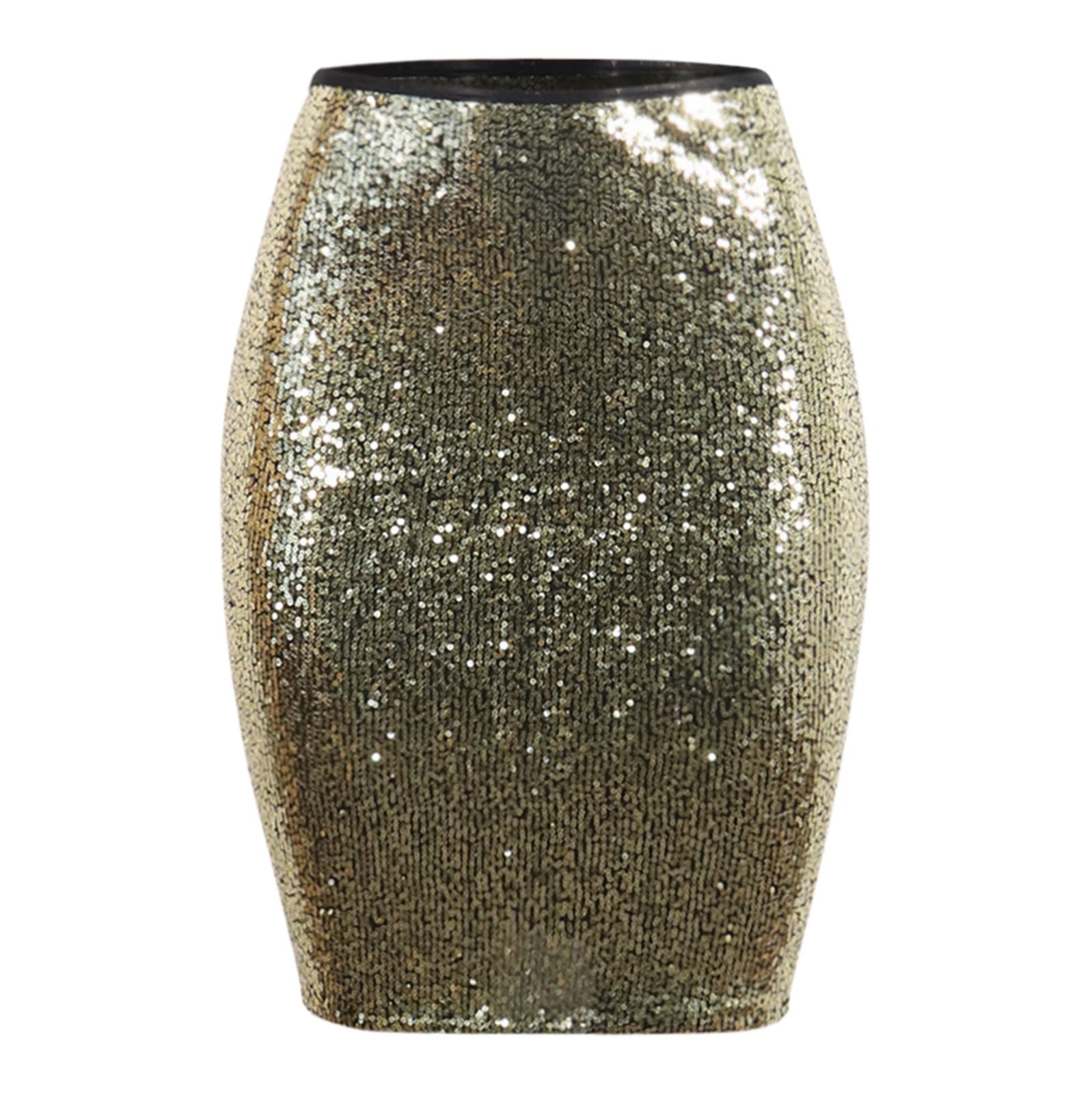 High Waist Tiered Sequin Skirt