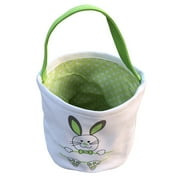 Dtydtpe Storage Bins Easter Basket Holiday Rabbit Bunny Printed Canvas Gift Carry Candy Bag