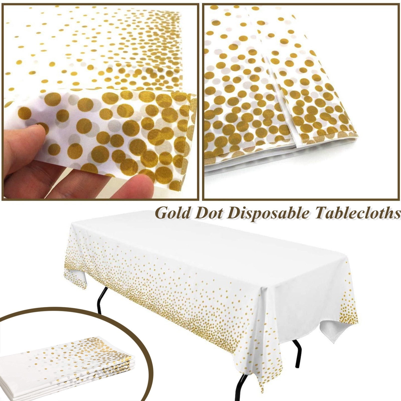 Dtydtpe Tablecloths Dot Plastic Disposable Plastic Cover Table Gold Dot
