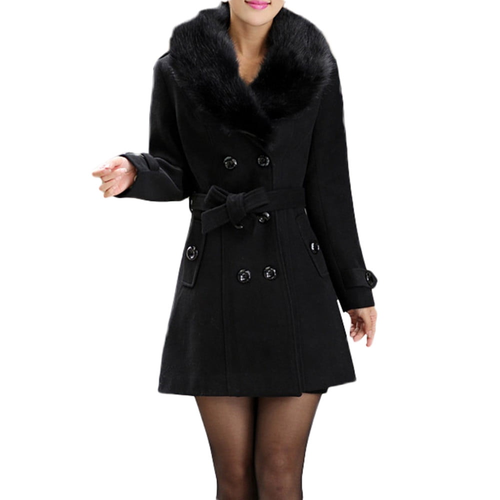 Dtydtpe Winter Coats for Women, Womens Winter Lapel Wool Coat Trench