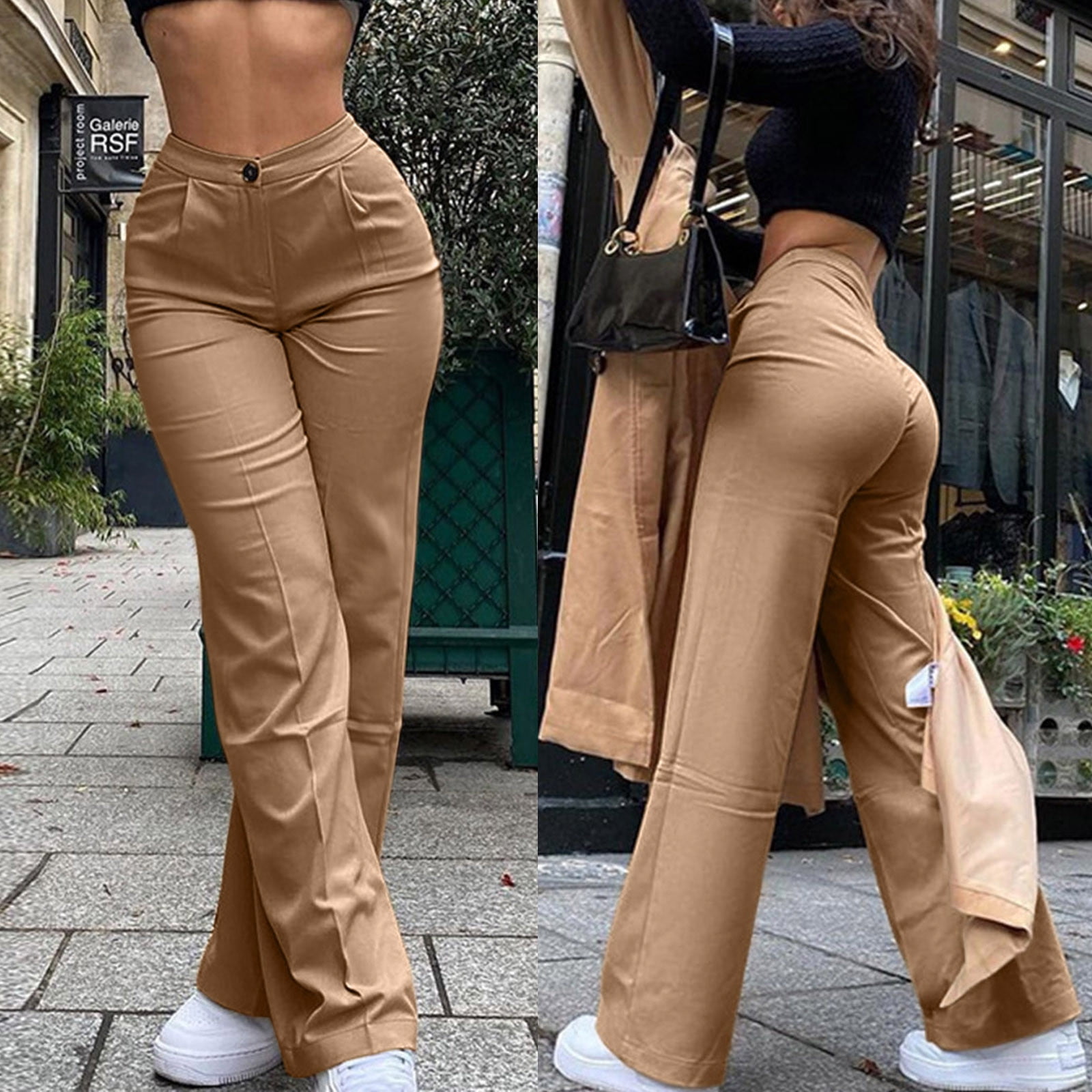 Dtydtpe Work Pants for Women, Women's Fit Straight Leg Suit Pant