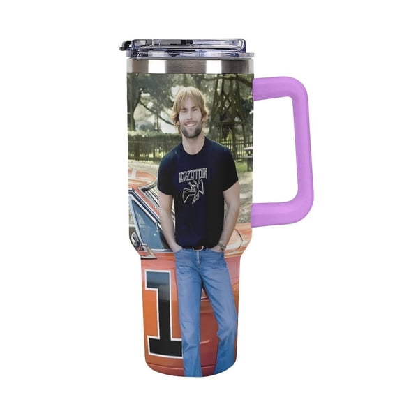 Du-kes of Ha-zzard 40 Oz Car Cup Stainless Steel Tumbler with Handle, Lid, And Straw, Reusable Large Capacity Car Cup