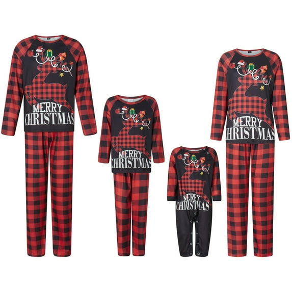 DuAnyozu Christmas Family Pajamas Matching Sets,Bear Classic Plaid Xmas Clothes Soft Outfit Sleepwear