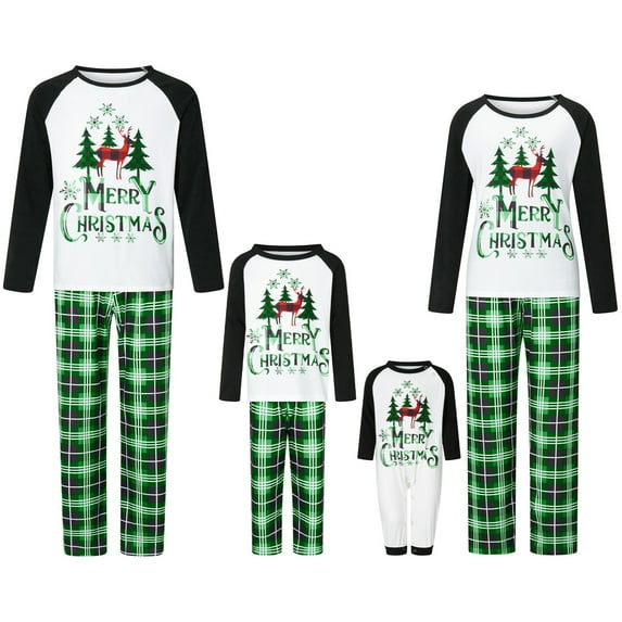 DuAnyozu Family Christmas Pjs Matching Sets Reindeer and Snowflake Patterned Sleepwear Xmas PJS Set for Couples and Kids