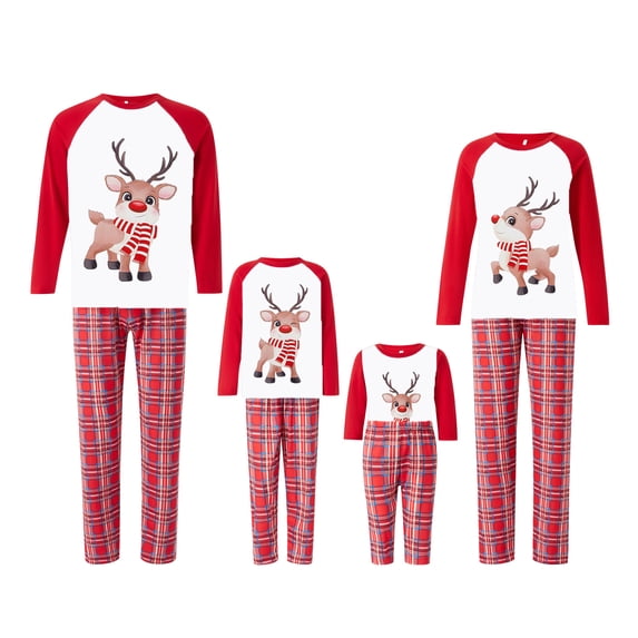 DuAnyozu Family Christmas Pjs Matching Sets Striped Elk Matching Pajamas for Couples Holiday Jammies Sleepwear