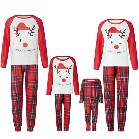 DuAnyozu Family Matching Christmas Pajamas Set Xmas Long Sleeve Sleepwear Nightwear For Couples Kids Baby
