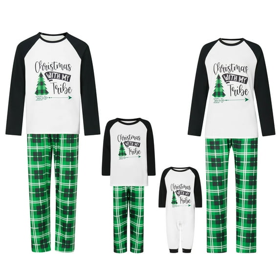 DuAnyozu Family Matching Christmas Pajamas Sets Long Sleeve Sleepwear Xmas Plaid Pjs Set for Couples Women Men